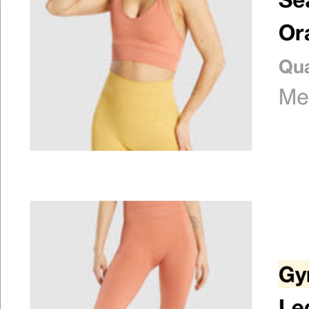 Gymshark set med top small bottom
